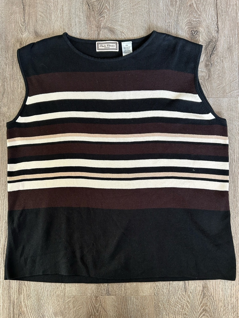 Vtg Black & Brown Striped Knit Sweater Vest